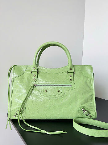 Balenciaga Le City Bag Medium in Green Arena Lambskin - 38x24x13cm