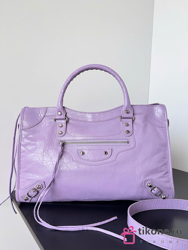 Balenciaga Le City Bag Medium in Purple Arena Lambskin - 38x24x13cm - 1