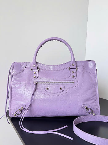 Balenciaga Le City Bag Medium in Purple Arena Lambskin - 38x24x13cm