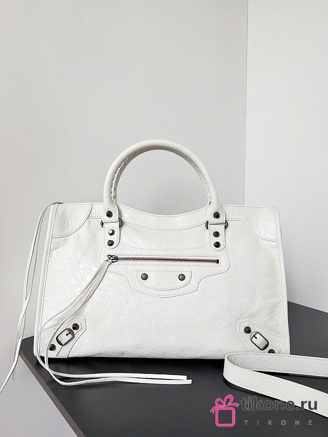 Balenciaga Le City Bag Medium in White Arena Lambskin - 38x24x13cm - 1
