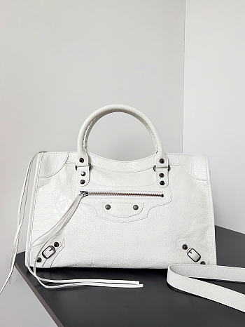 Balenciaga Le City Bag Medium in White Arena Lambskin - 38x24x13cm