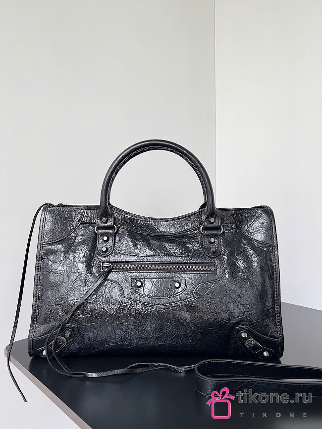 Balenciaga Le City Bag Medium in Black Arena Lambskin - 38x24x13cm - 1