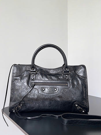 Balenciaga Le City Bag Medium in Black Arena Lambskin - 38x24x13cm