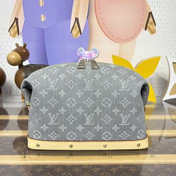 LV Cosmetic Pouch GM Monogram Denim Washed Gray M13750 - 27x18x9cm