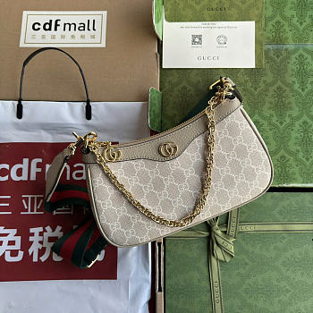 Gucci Ophidia Small Shoulder Bag Beige And White GG - 25x15.5x6cm