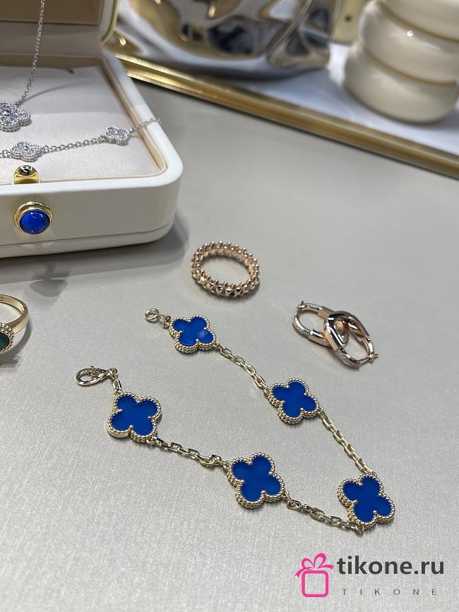VCA Vintage Alhambra Bracelet 5 Motifs 18K Yellow Gold Blue - 1