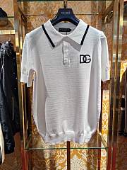 Dolce&Gabbana Pique Polo Shirt with DG Logo in White  - 1
