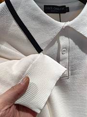 Dolce&Gabbana Pique Polo Shirt with DG Logo in White  - 4