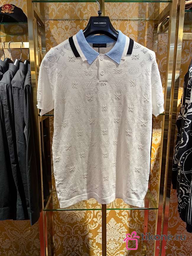 LV Monogram Pointelle Short Sleeved Cotton Polo 1AFPYF - 1