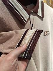 Dolce & Gabbana Logo Embroidery Silk Polo Shirt Beige - 6