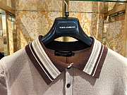 Dolce & Gabbana Logo Embroidery Silk Polo Shirt Beige - 5