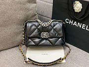 Chanel 19 Handbag Shiny Lambskin Black Silver Hardware - 16x26x9cm - 1