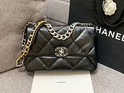 Chanel 19 Large Handbag Shiny Lambskin Black Silver Hardware - 30x20x10cm - 1