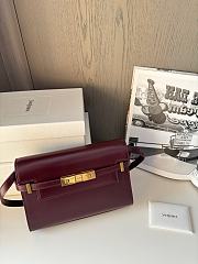 YSL Small Manhattan Shoulder Bag Burgundy - 24cm - 4