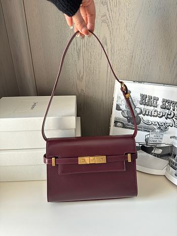 YSL Small Manhattan Shoulder Bag Burgundy - 24cm
