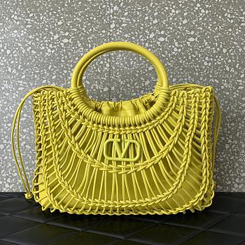 Valentino Garavani AllKnots Woven Leather Shopper in Yellow - 38x34x7cm