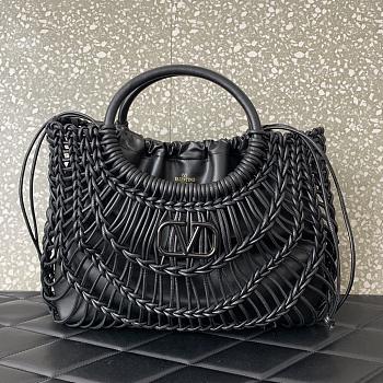 Valentino Garavani AllKnots Woven Leather Shopper in Black - 38x34x7cm