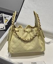 Chanel 25 Handbag Small Grained Calfskin Gold Tone Metal Light Yellow - 30x26x14cm - 5