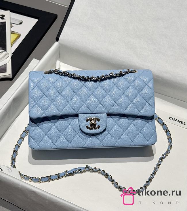 Chanel Classic Blue Caviar Silver Hardware Bag - 15.5×25.5×6.5cm - 1