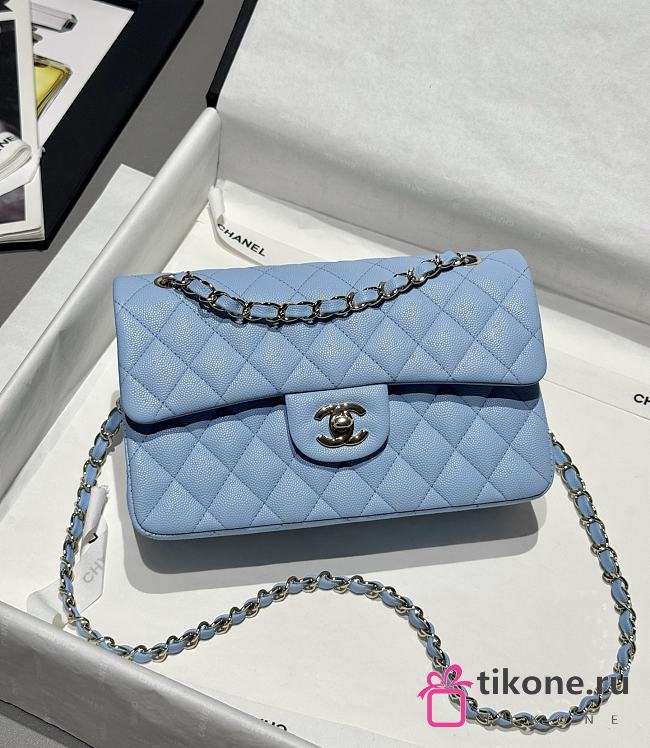 Chanel Classic Blue Caviar Silver Hardware Bag - 14.5x23x6cm - 1