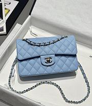 Chanel Classic Blue Caviar Silver Hardware Bag - 14.5x23x6cm - 1