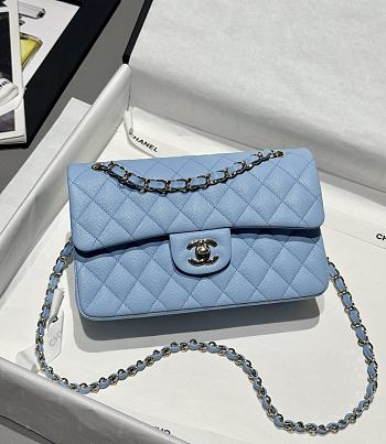 Chanel Classic Blue Caviar Silver Hardware Bag - 14.5x23x6cm