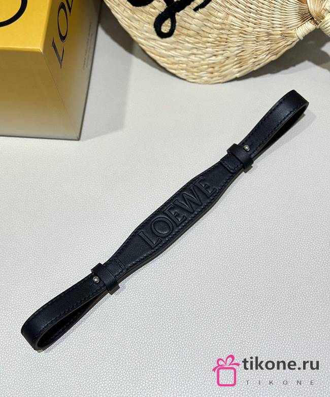 Loewe Branded Short Strap In Classic Calfskin Black - 1