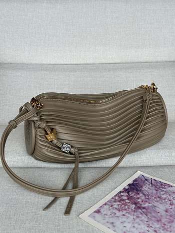 Loewe Bracelet Pouch in Pleated Nappa Lambskin Taupe - 25x10x10cm