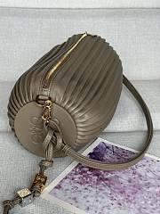 Loewe Bracelet Pouch in Pleated Nappa Lambskin Taupe - 25x10x10cm - 2