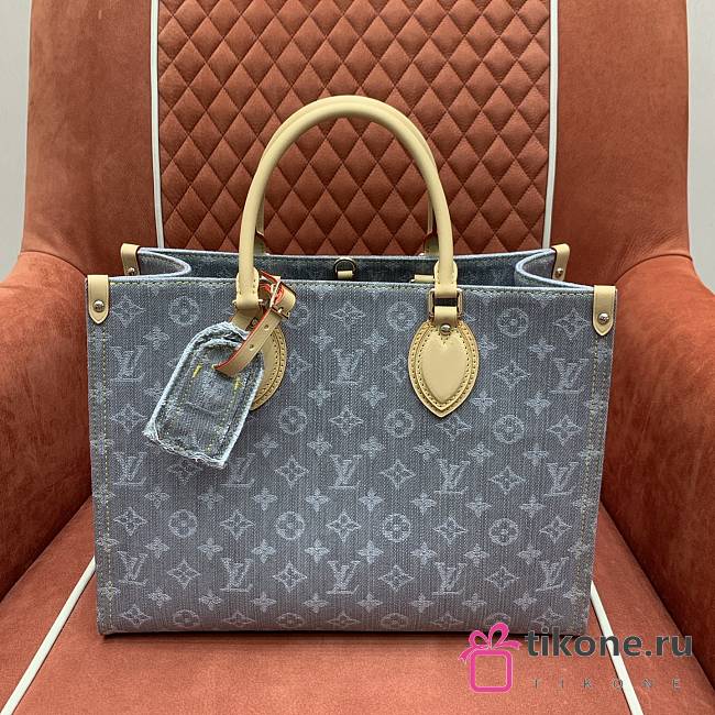 LV OnTheGo MM Monogram Denim Washed Gray M13189 - 35x27x14cm - 1