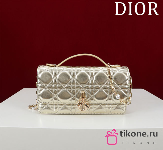 My Dior Mini Bag Light Gold Cannage Lambskin - 21x11.5x4.5cm - 1