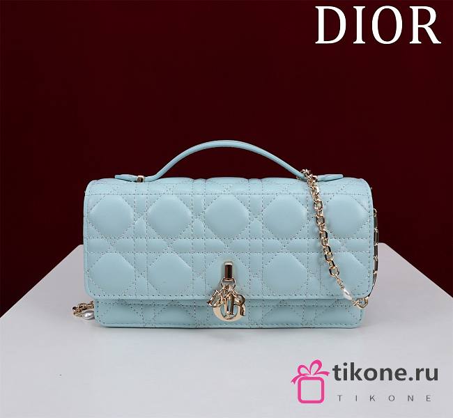 My Dior Mini Bag Baby Blue Cannage Lambskin - 21x11.5x4.5cm - 1