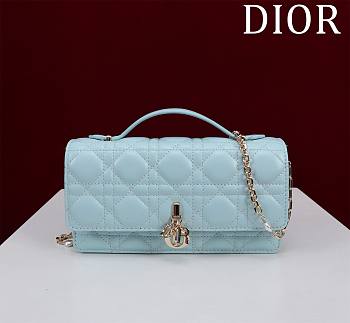 My Dior Mini Bag Baby Blue Cannage Lambskin - 21x11.5x4.5cm