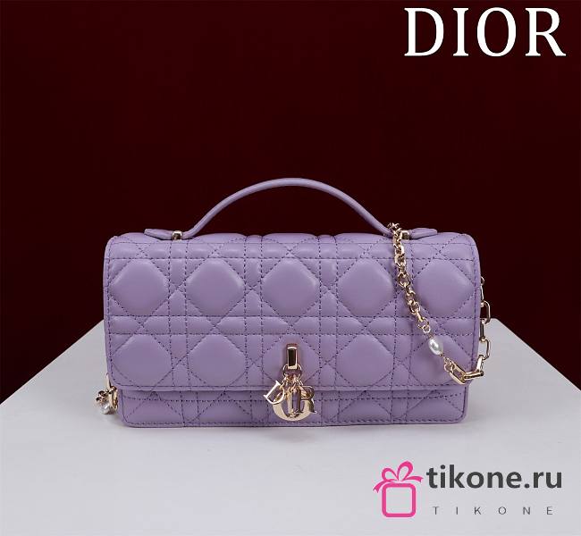 My Dior Mini Bag Purple Cannage Lambskin - 21x11.5x4.5cm - 1