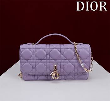 My Dior Mini Bag Purple Cannage Lambskin - 21x11.5x4.5cm