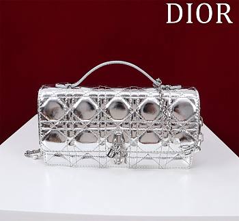 My Dior Mini Bag Silver Cannage Lambskin - 21x11.5x4.5cm