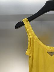 Prada Ribbed Cotton Top Yellow - 6