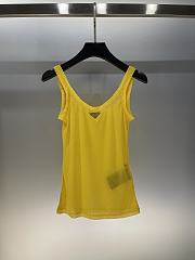Prada Ribbed Cotton Top Yellow - 3