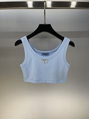 Prada Ribbed Jersey Tank Top Blue - 6