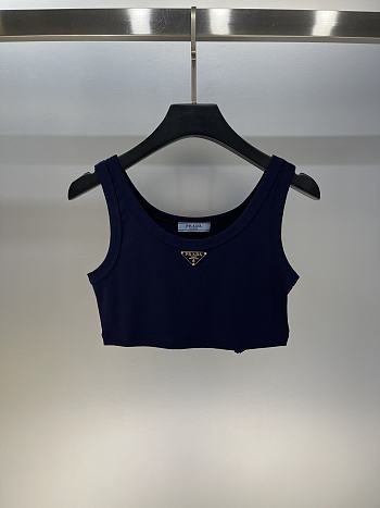 Prada Ribbed Jersey Tank Top Navy