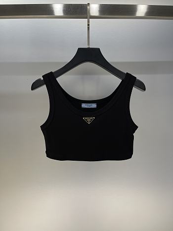 Prada Ribbed Jersey Tank Top Black
