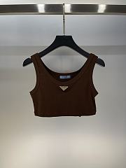 Prada Ribbed Jersey Tank Top Brown - 1
