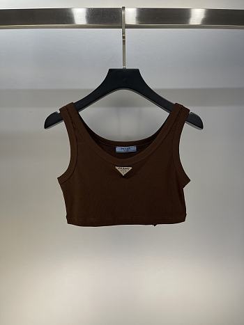 Prada Ribbed Jersey Tank Top Brown