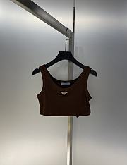 Prada Ribbed Jersey Tank Top Brown - 5