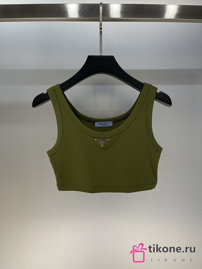 Prada Ribbed Jersey Tank Top Green - 1