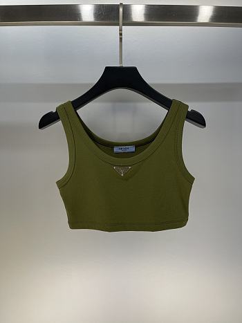Prada Ribbed Jersey Tank Top Green