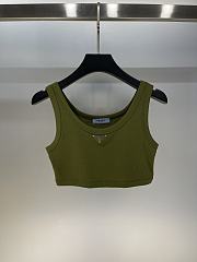 Prada Ribbed Jersey Tank Top Green - 3