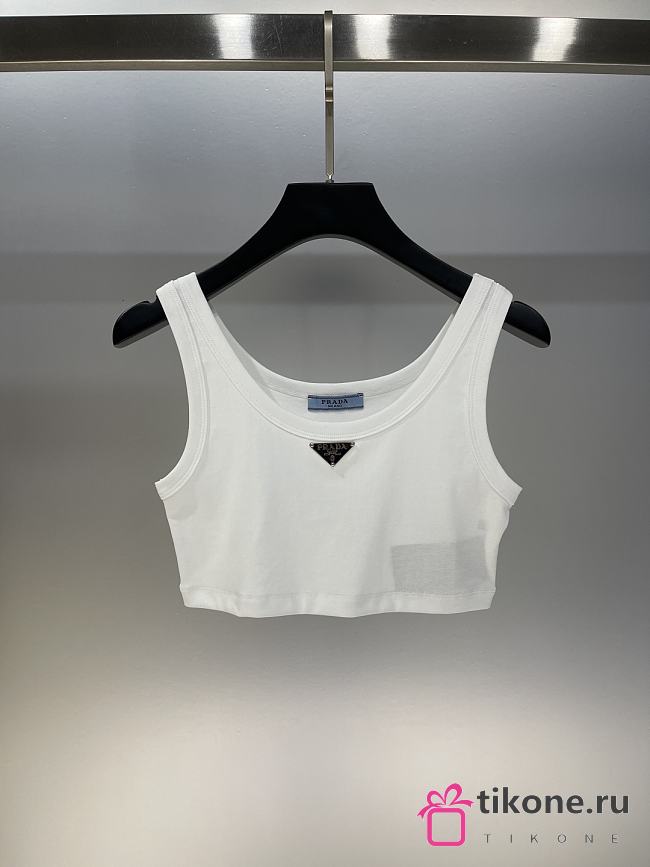 Prada Ribbed Jersey Tank Top White - 1