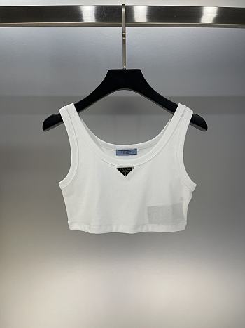Prada Ribbed Jersey Tank Top White
