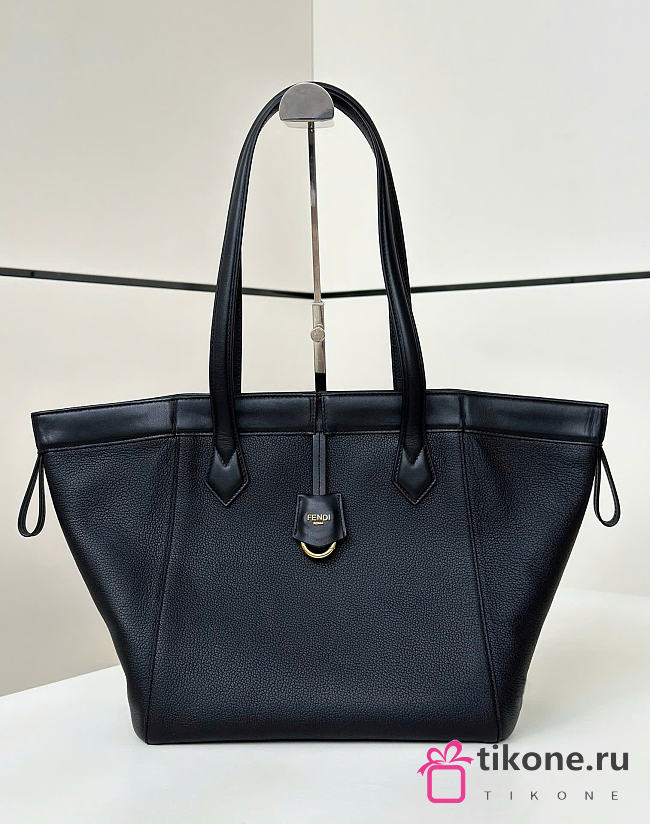 Fendi Origami Medium Black Leather Bag That Can Be Transformed - 27x27x16.5cm - 1